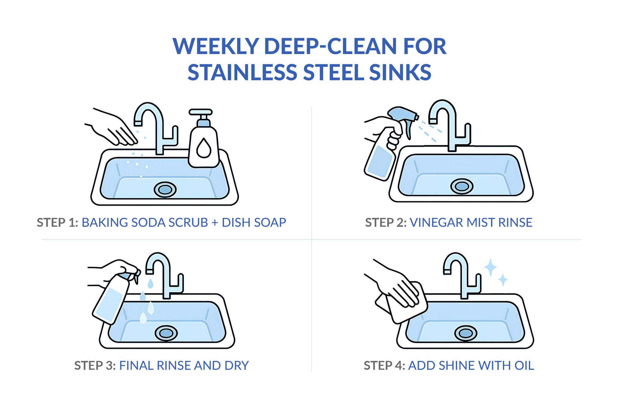 Weekly Deep-Clean for Stainless Steel Sinks