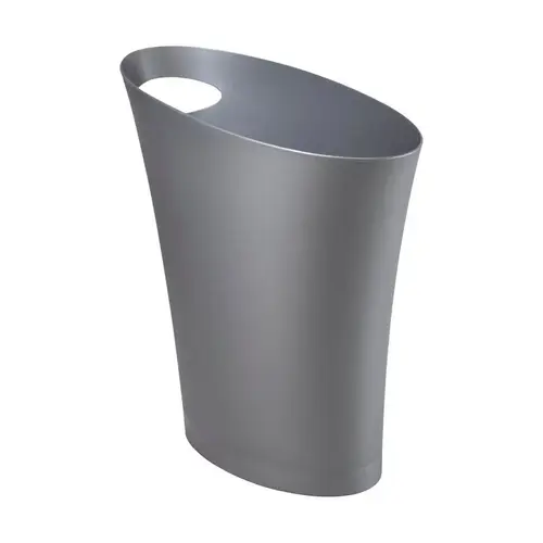 Wastebasket Skinny 2 gal Silver Plastic Modern Silver
