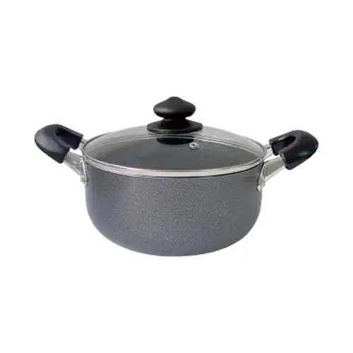 Dutch Oven with Glass Lid Aluminum 3.06 qt Black Black Dutch Oven with Glass Lid Aluminum 3.06 qt Black Black