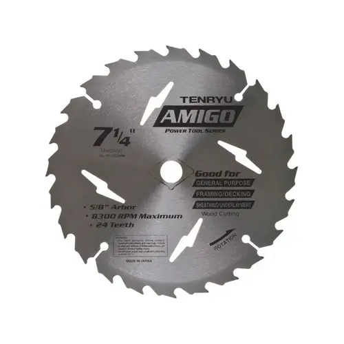 Saw Blade Amigo 7-1/4" D X 5/8" Power Tool Steel 24 teeth Saw Blade Amigo 7-1/4" D X 5/8" Power Tool Steel 24 teeth