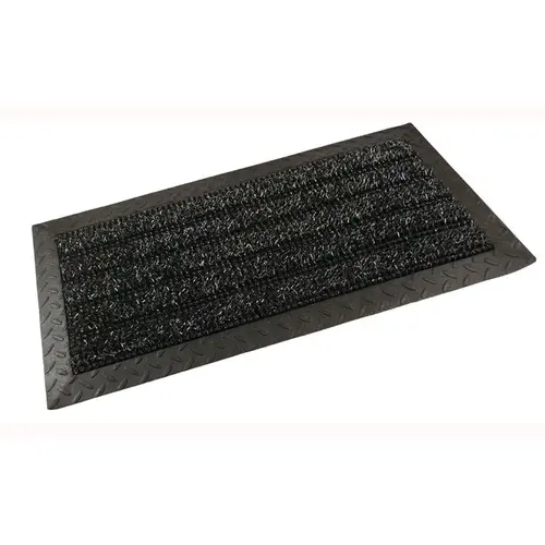 Door Mat Clean Machine 34" L X 18" W Black Polyethylene/Rubber Black Door Mat Clean Machine 34" L X 18" W Black Polyethylene/Rubber Black
