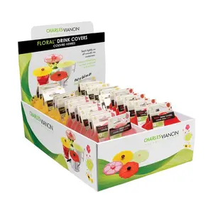 Charles Viancin 1398-XCP36 Drink Covers Multicolored Silicone Flower Multicolore - 2 per pack x36 packs