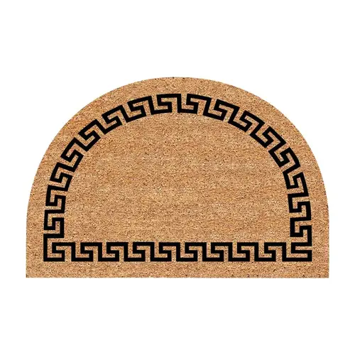 MAT HALF-RND GREEK KEY 24X36IN Tan/Black MAT HALF-RND GREEK KEY 24X36IN Tan/Black