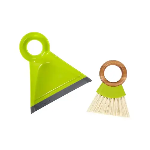 Dustpan and Brush Set Tiny Team Plastic Mini Green