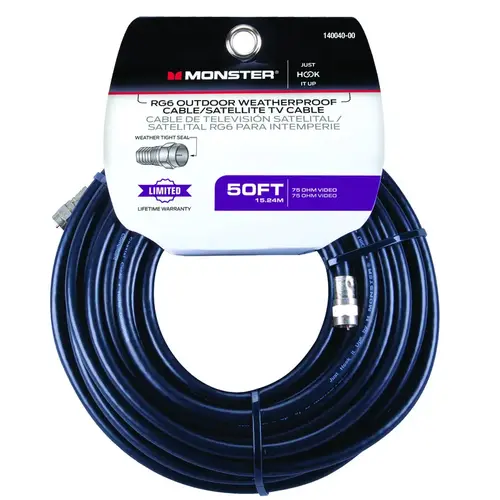 Weatherproof Video Coaxial Cable Just Hook it Up 50 ft. Black Weatherproof Video Coaxial Cable Just Hook it Up 50 ft. Black