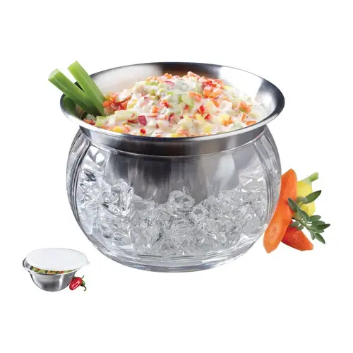 Bowl and Dip Cup on Ice Stainless Steel chip and dip bowl Bowl and Dip Cup on Ice Stainless Steel chip and dip bowl