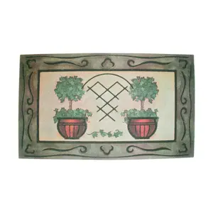 J & M Home Fashions 4516 Door Mat 30" L X 18" W Brown Topiary Rubber Brown