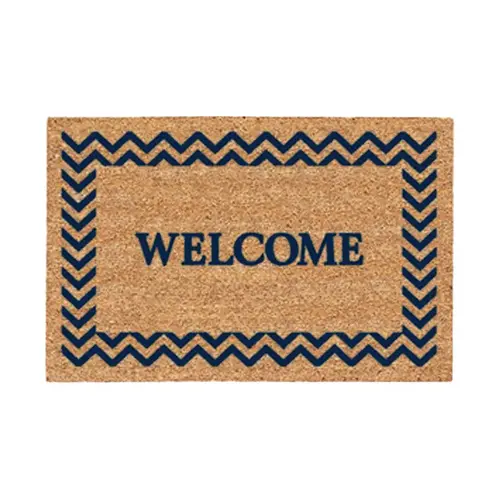 Entrance Mat 18" L X 30" W Tan/Blue Chevron Welcome Tan/Blue Entrance Mat 18" L X 30" W Tan/Blue Chevron Welcome Tan/Blue