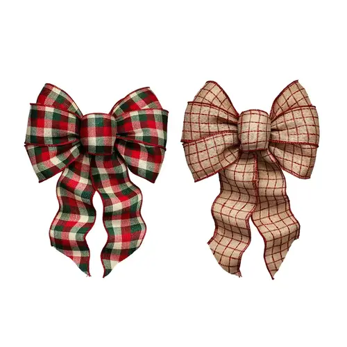 Indoor Christmas Decor Multicolored Loop Plaid Bow Multicolored - pack of 12 Indoor Christmas Decor Multicolored Loop Plaid Bow Multicolored - pack of 12