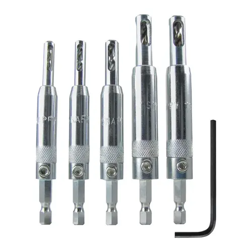 Hinge Bit Set 5/64 7/64 9/64 11/64 13/64" S Steel Self-Centering Hinge Bit Set 5/64 7/64 9/64 11/64 13/64" S Steel Self-Centering