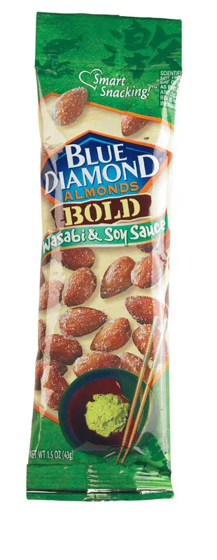 Blue Diamond BOLD Series Almonds Soy Sauce Wasabi Flavor 1.5 oz Tube - pack of 12 05230-XCP12 Blue Diamond BOLD Series Almonds Soy Sauce Wasabi Flavor 1.5 oz Tube - pack of 12 05230-XCP12
