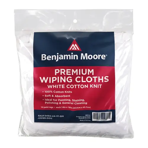 Wiping Cloth Premium Cotton 14" W X 18" L 10 pk White