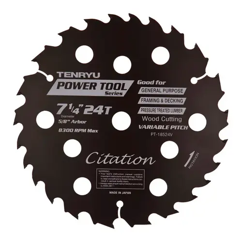 Saw Blade Citation 7-1/4" D X 5/8" Power Tool Steel 24 teeth Saw Blade Citation 7-1/4" D X 5/8" Power Tool Steel 24 teeth