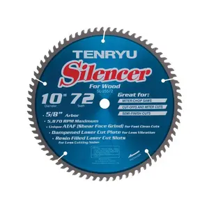 Tenryu 2695526 Saw Blade Silencer 10" D X 5/8" PTFE Coated 72 teeth