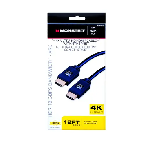 High Speed Cable with Ethernet Just Hook It Up 12 ft. L HDMI Black High Speed Cable with Ethernet Just Hook It Up 12 ft. L HDMI Black