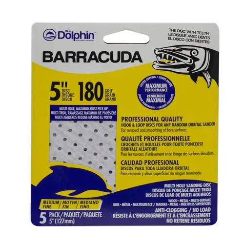 Sanding Disc Barracuda 5" Aluminum Oxide Hook and Loop 180 Grit Medium Purple Sanding Disc Barracuda 5" Aluminum Oxide Hook and Loop 180 Grit Medium Purple
