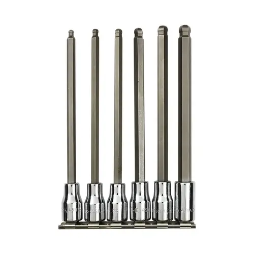 Ball Hex Bit Socket Set 3/8" drive Metric Long Polished Chrome Ball Hex Bit Socket Set 3/8" drive Metric Long Polished Chrome