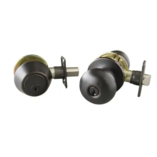 Entry Knob and Single Cylinder Deadbolt Canton Oil Rubbed Bronze 1-3/4" Oil Rubbed Bronze