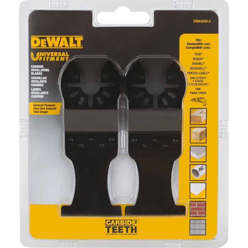 DEWALT Oscillating Blade Universal Fitment 1-3/8 Carbide General Purpose Pair DWA4250-2
