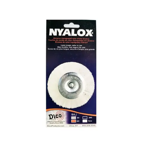 Wheel Brush Nyalox 3" Fine Crimped Mandrel Mounted Nylon 2500 rpm
