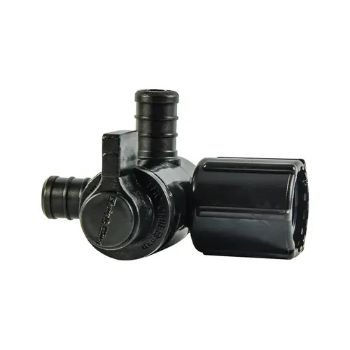 3-Way Valve Ecopoly 1/2" Crimp T X 1/2" S FPT Swivel Plastic Black
