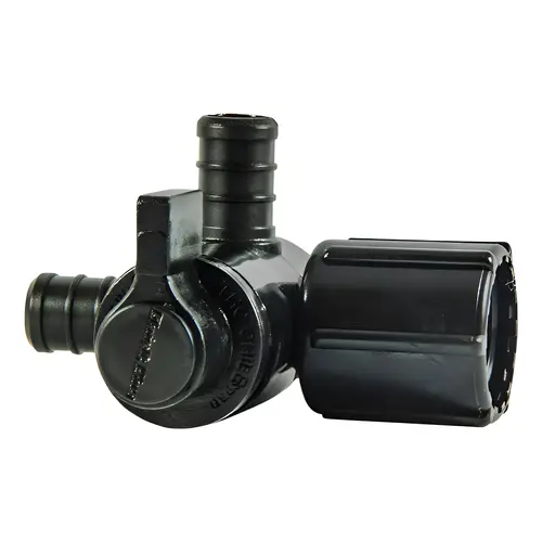 3-Way Valve Ecopoly 1/2" Crimp T X 1/2" S FPT Swivel Plastic Black 3-Way Valve Ecopoly 1/2" Crimp T X 1/2" S FPT Swivel Plastic Black