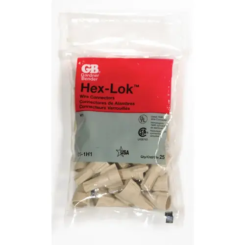 Wire Connector Hex-Lok 22-8 Ga. Copper Tan Tan Wire Connector Hex-Lok 22-8 Ga. Copper Tan Tan