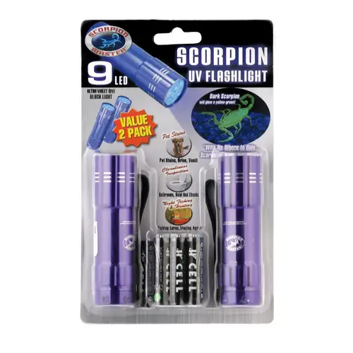 UV Flashlight Black/Purple LED AAA Battery Black/Purple UV Flashlight Black/Purple LED AAA Battery Black/Purple