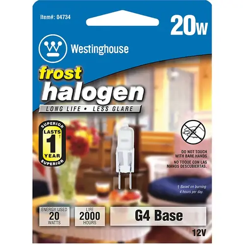 Halogen Bulb 20 W T2.5 Decorative 290 lm Bright White Clear Halogen Bulb 20 W T2.5 Decorative 290 lm Bright White Clear