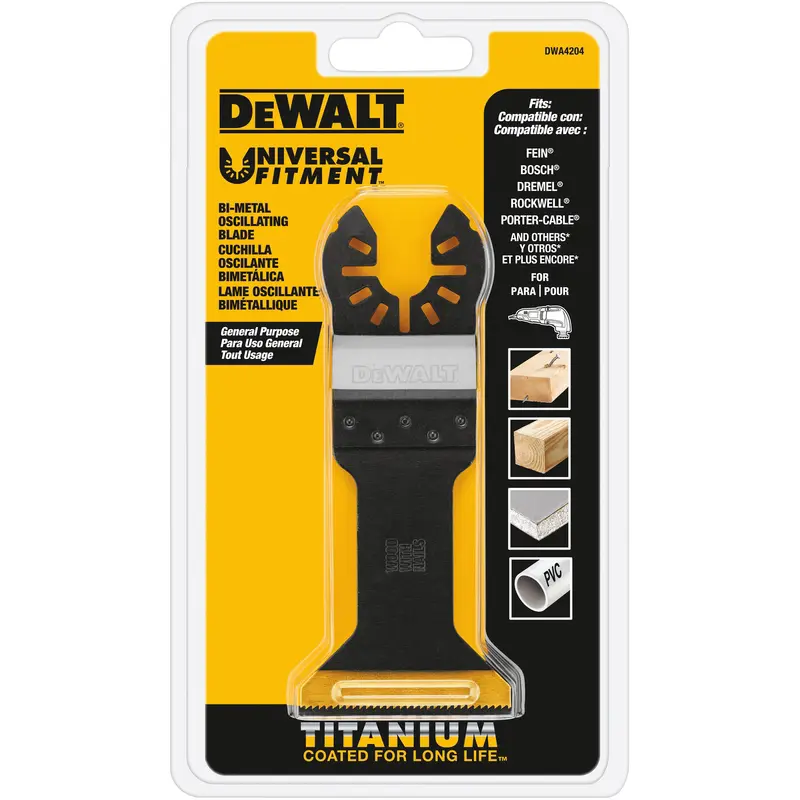 DEWALT Oscillating Blade Universal Fitment 1-3/4 Titanium Wood with Nails Black DWA4204