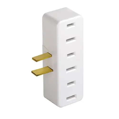 Outlet Adapter Polarized 3 outlets White Outlet Adapter Polarized 3 outlets White