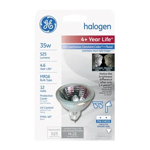 Halogen Bulb Constant Color 35 W MR16 Floodlight 525 lm White Frosted Halogen Bulb Constant Color 35 W MR16 Floodlight 525 lm White Frosted