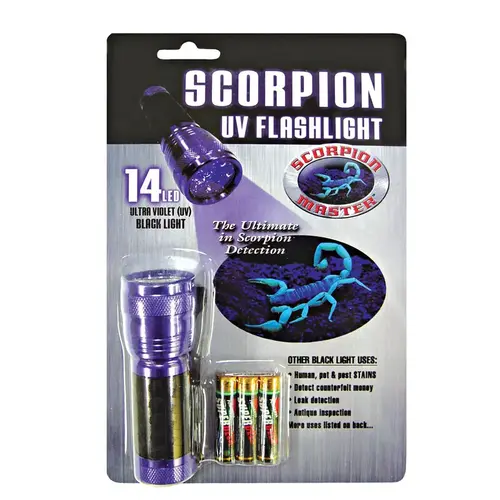 UV Flashlight 14 LED Black/Purple LED AAA Battery Black/Purple