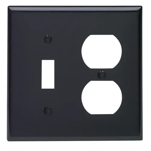 Wall Plate Black 2 gang Nylon Duplex/Toggle Black