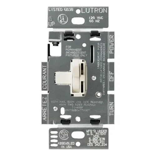 Dimmer Switch Toggler Light Almond 600 W Toggle Light Almond Dimmer Switch Toggler Light Almond 600 W Toggle Light Almond