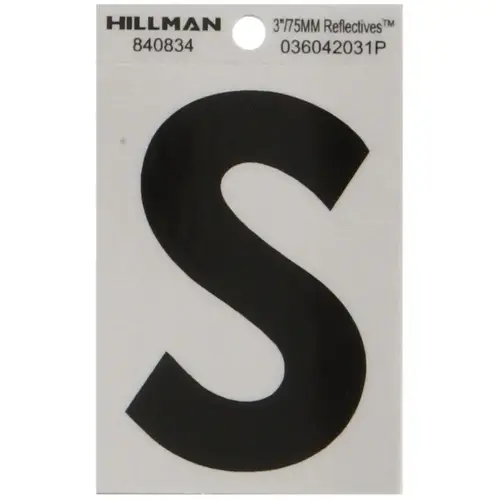 Letter 3" Reflective Black Mylar Self-Adhesive S Letter 3" Reflective Black Mylar Self-Adhesive S