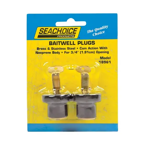 Deck and Baitwell Plugs Stainless Steel 3/4" W Black Pair Deck and Baitwell Plugs Stainless Steel 3/4" W Black Pair
