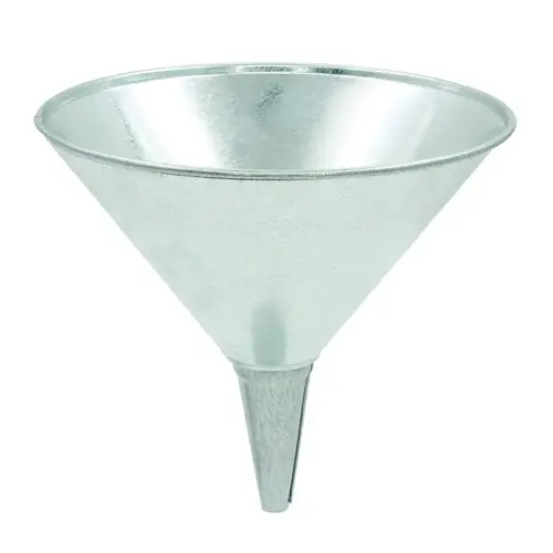 Funnel, 2 qt Capacity, Steel, 8 in H Silver Funnel, 2 qt Capacity, Steel, 8 in H Silver