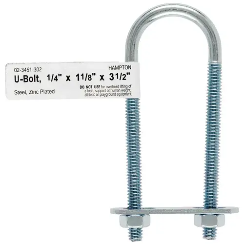 U-Bolt 1/4" S X 1-1/8" W X 3-1/2" L Coarse Zinc-Plated Steel Zinc-Plated - pack of 10 U-Bolt 1/4" S X 1-1/8" W X 3-1/2" L Coarse Zinc-Plated Steel Zinc-Plated - pack of 10