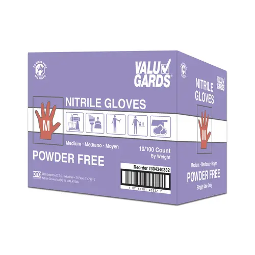 Valugards Nitrile Powder Free Purple Medium Glove, 100 Each Valugards Nitrile Powder Free Purple Medium Glove, 100 Each