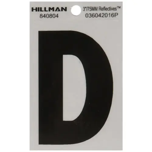 Letter 3" Reflective Black Vinyl Self-Adhesive D Letter 3" Reflective Black Vinyl Self-Adhesive D