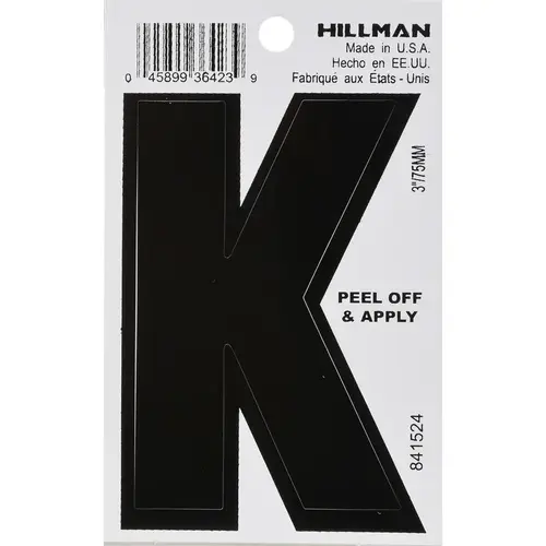Letter 3" Black Vinyl Self-Adhesive K Glossy Letter 3" Black Vinyl Self-Adhesive K Glossy