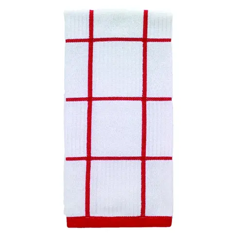 Kitchen Towel Red Cotton Checked Parquet Red - pack of 6