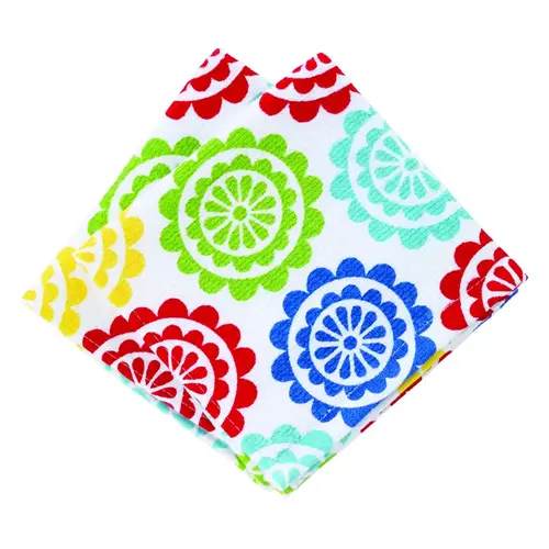 Dish Cloth Multicolored Cotton Medallion Multicolored Pair