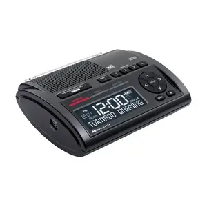 MIDLAND INDUSTRIES WR400 Alarm Clock With Weather Alert Deluxe Black Digital Black