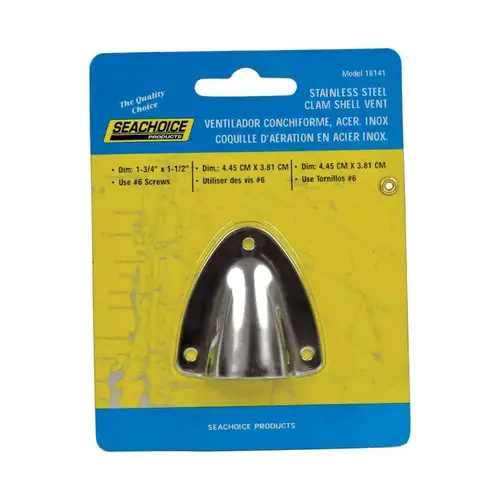 Ventilator Polished Stainless Steel 1-21/32" L X 1-3/4" W Polished