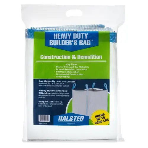 Open Top Garbage Can Builders Bag 200 gal White Plastic White