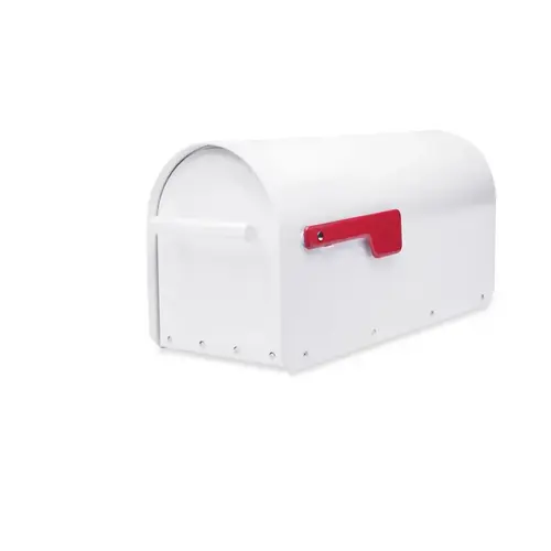 Mailbox Sequoia Modern Galvanized Steel Post Mount White Powder Coated