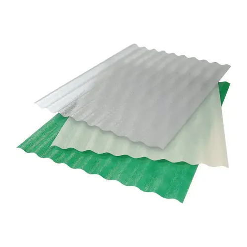 WeatherGlaze 26 In. x 8 Ft. Translucent Round 1-Sided Fiberglass Corrugated Panels Clear WeatherGlaze 26 In. x 8 Ft. Translucent Round 1-Sided Fiberglass Corrugated Panels Clear