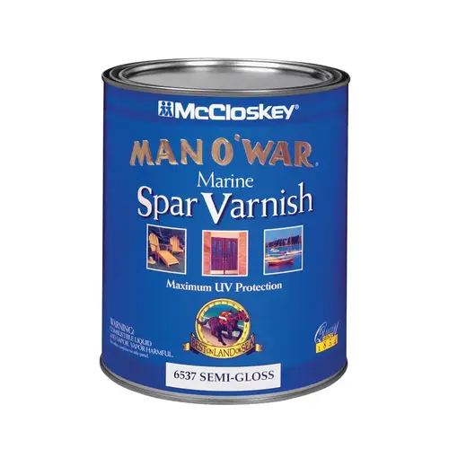 Man O' War 080.000.005 Marine Spar Varnish, Semi-Gloss, Clear, Liquid, 1 qt